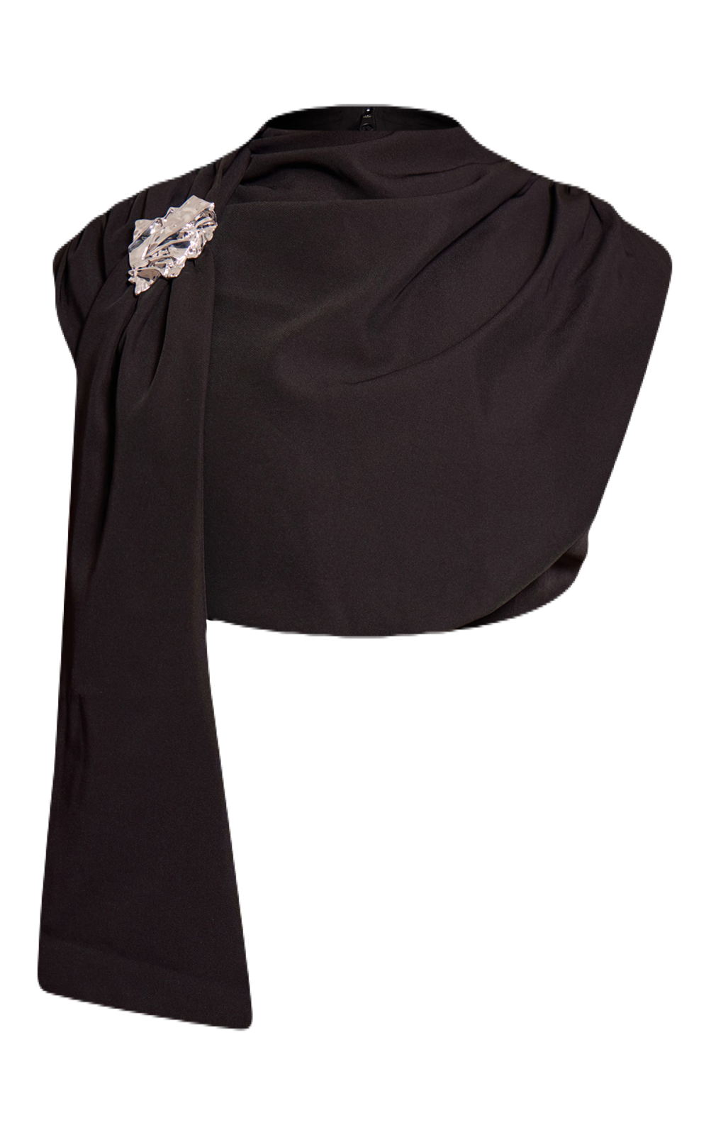 Black Drape Crop Top