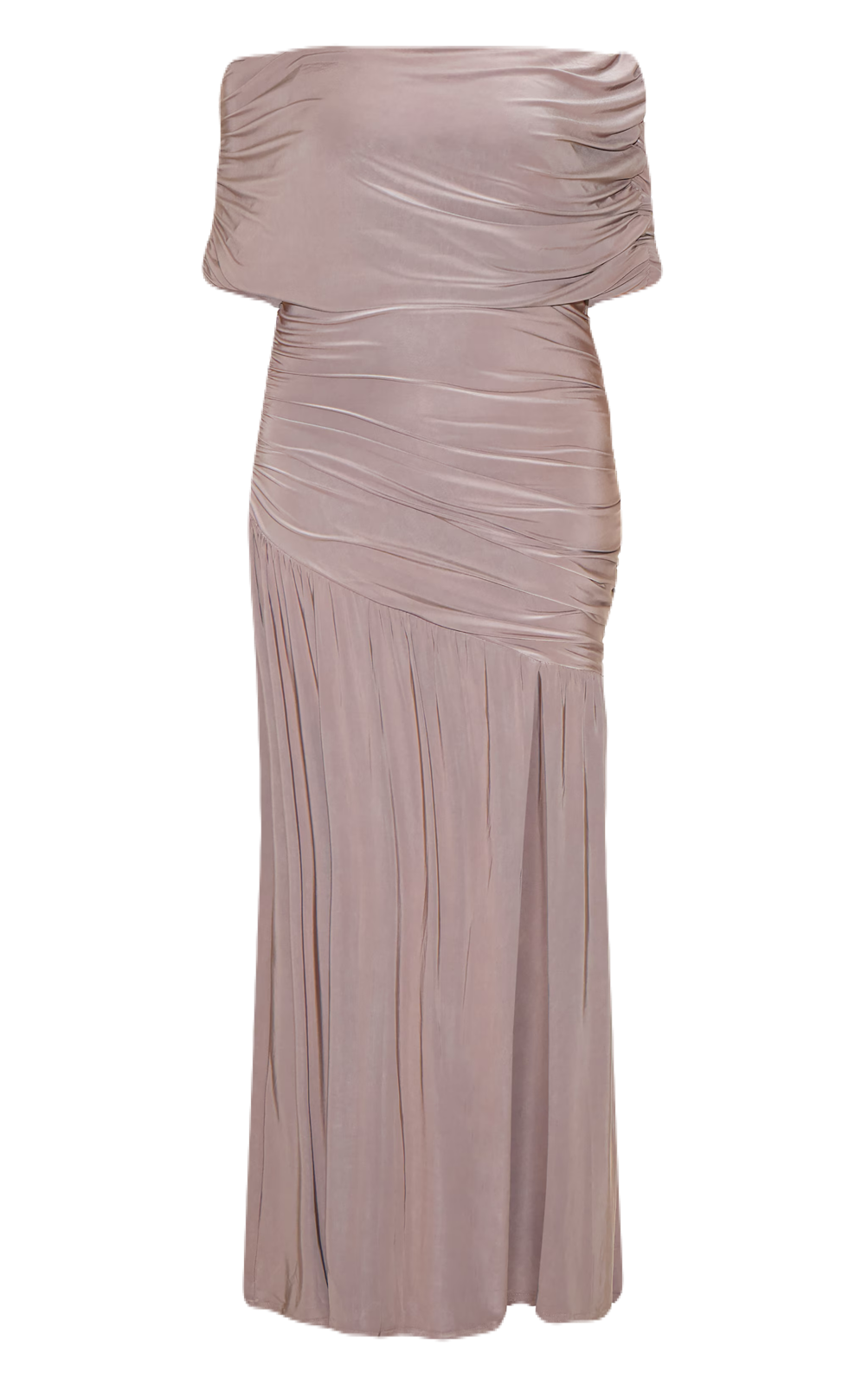 Taupe Ruched Maxi Dress