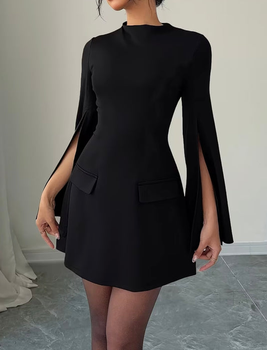 Black Cape Sleeve Mini Dress