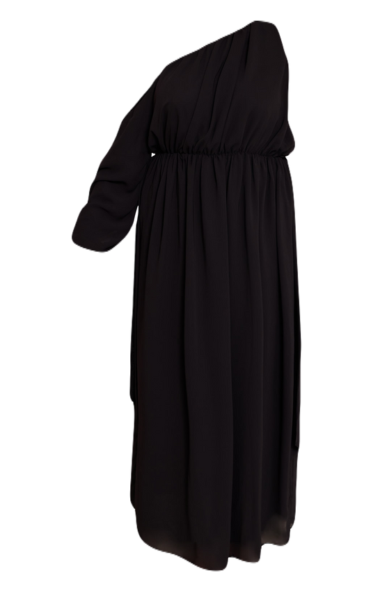 Black Chiffon Drape Maxi Dress