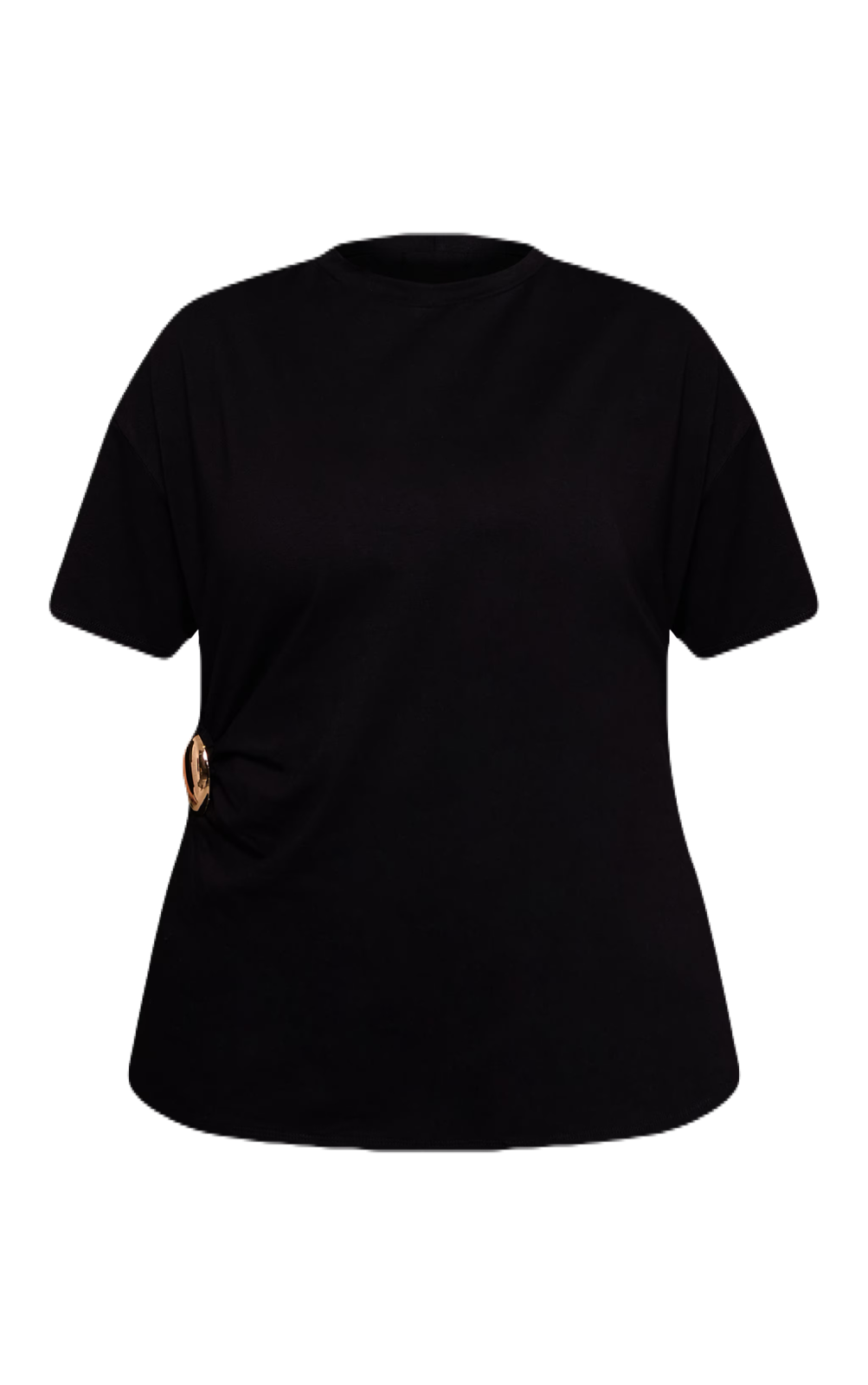 Black Gold Detail Asymmetric Tshirt