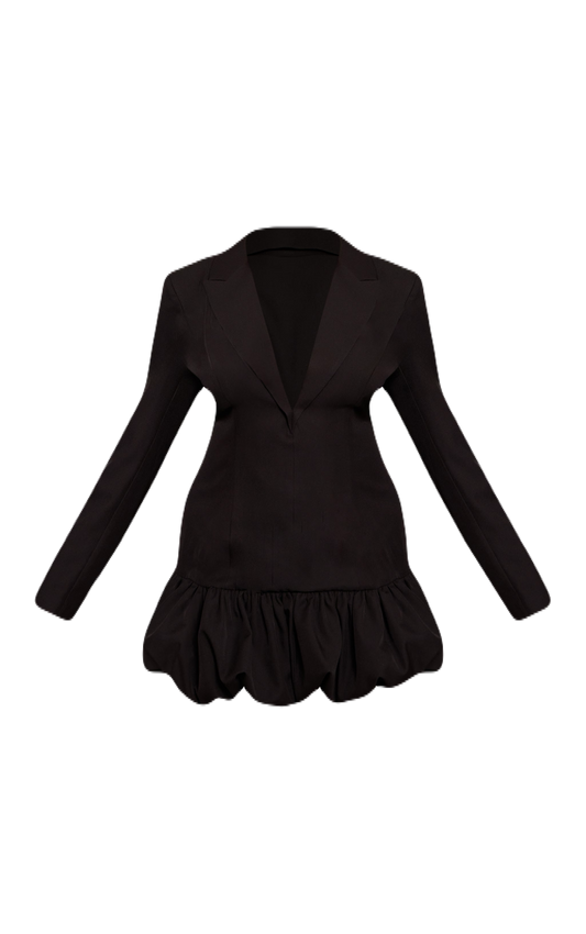 Black Puff Hem Blazer Dress