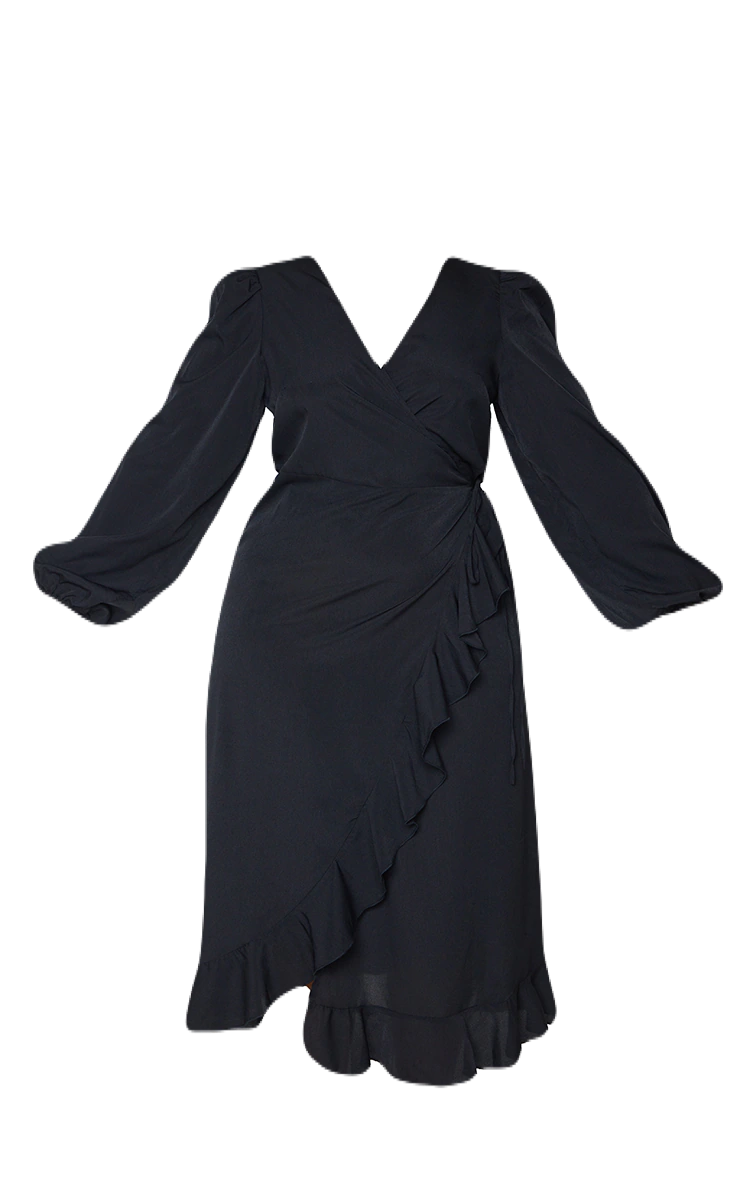 Black Ruffle Wrap Dress