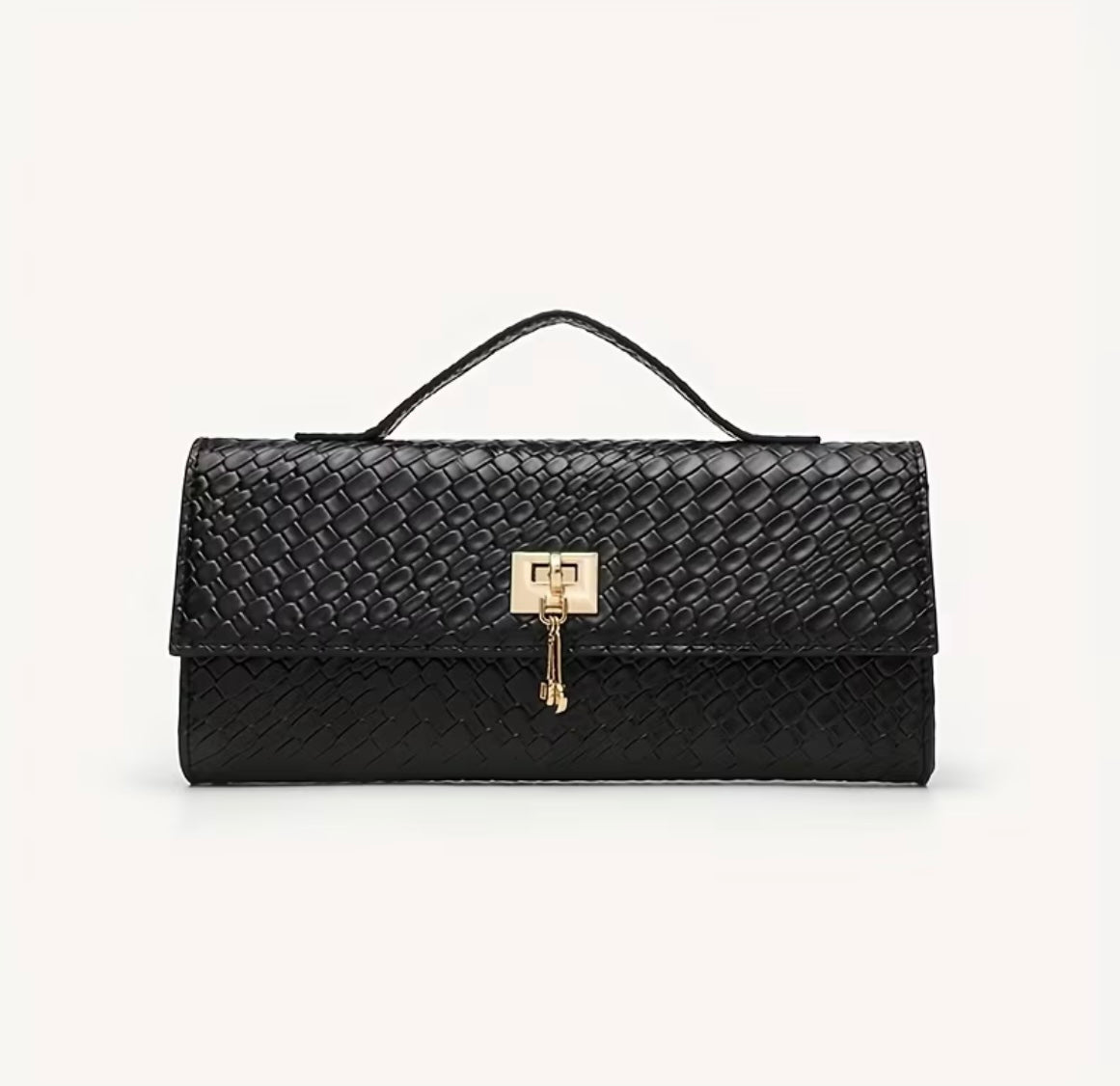 Black Textured Handbag