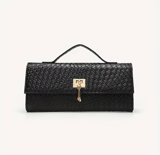 Black Textured Handbag
