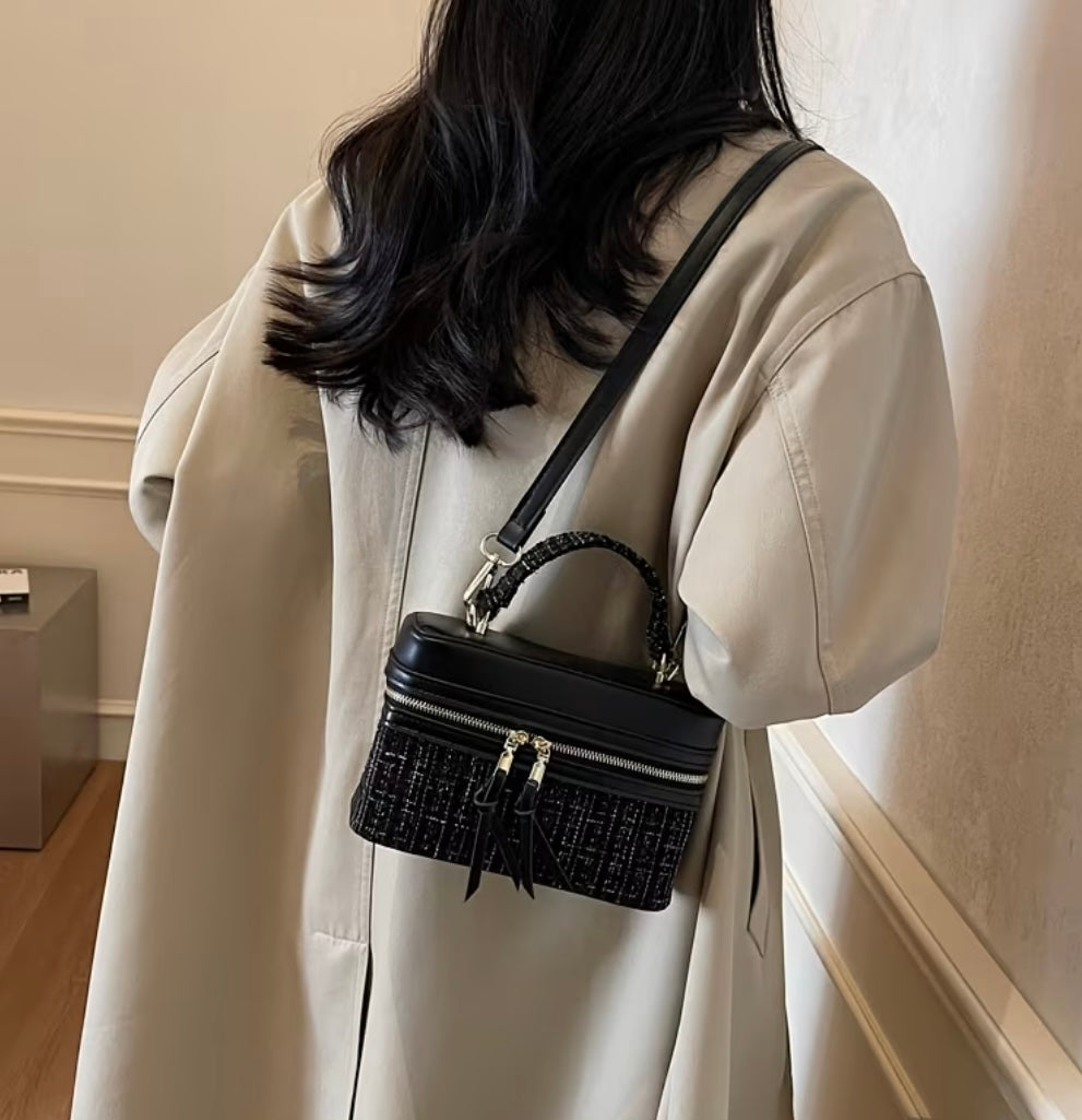 Black Tweed Textured Bag