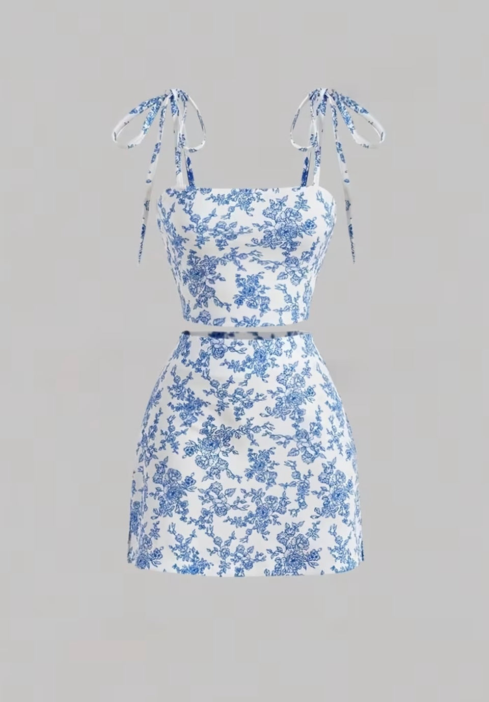 Blue Floral Tie-Strap Co-Ord Set