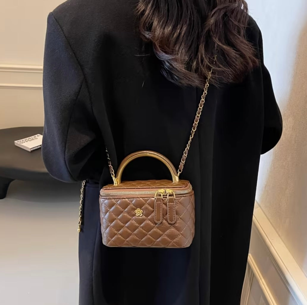 Brown Quilted Sling bag