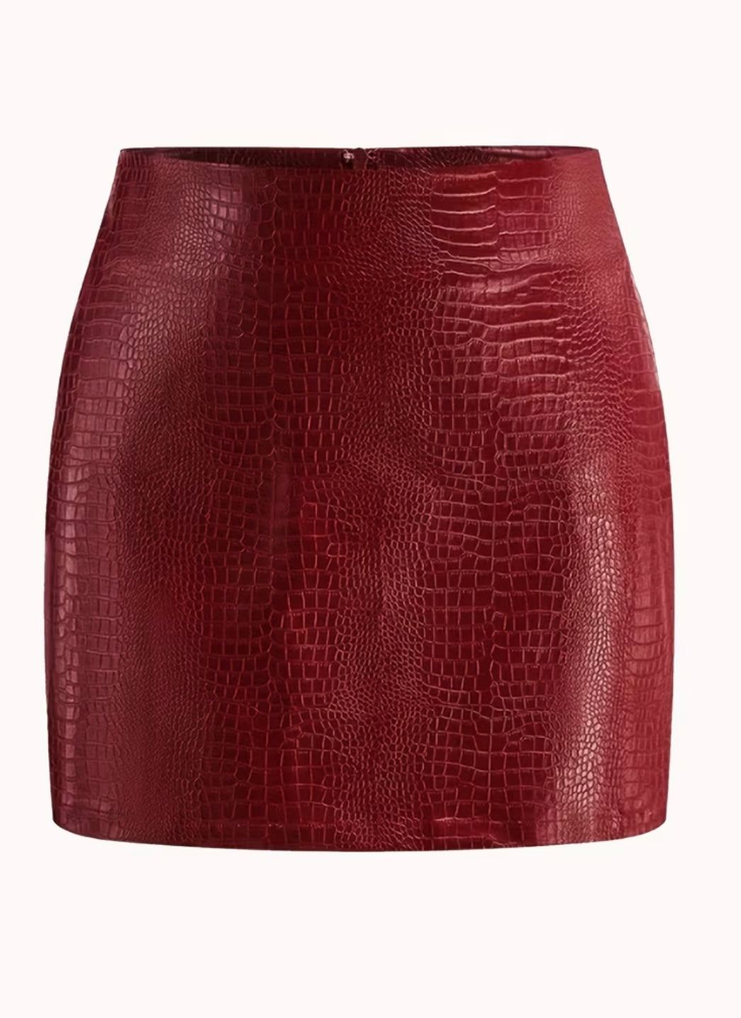 Burgundy Croc Texture Mini Skirt