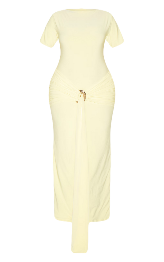 Butter Yellow Wrap Waist Dress