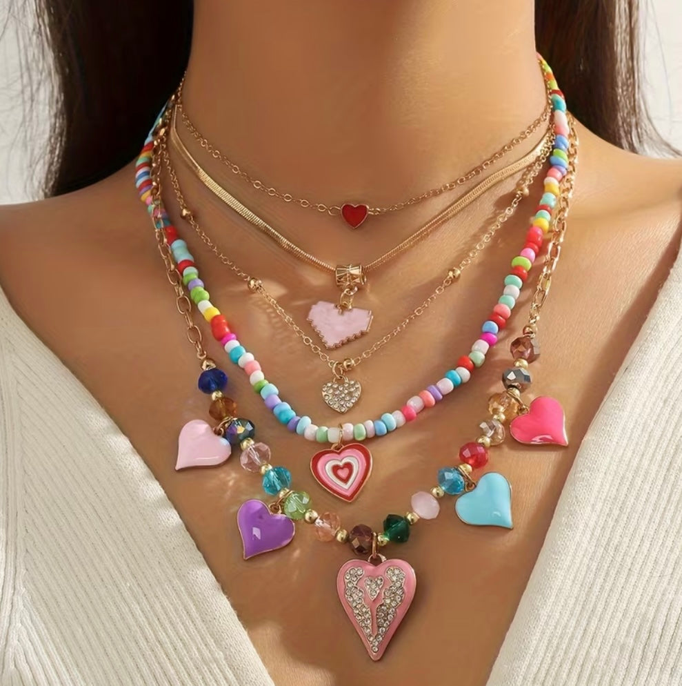 Candy Heart Layered Neckalace