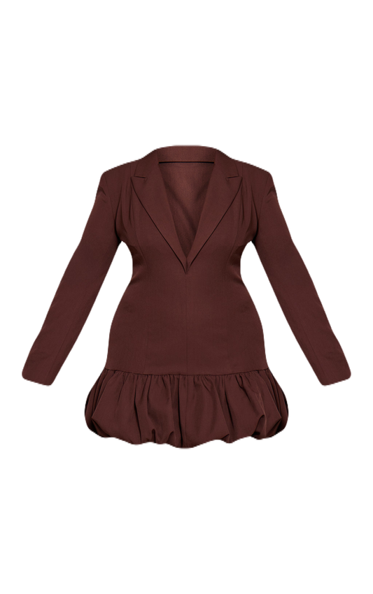 Chocolate Puff Hem Blazer Dress