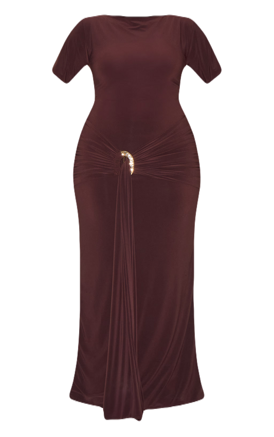 Chocolate Wrap Waist Dress