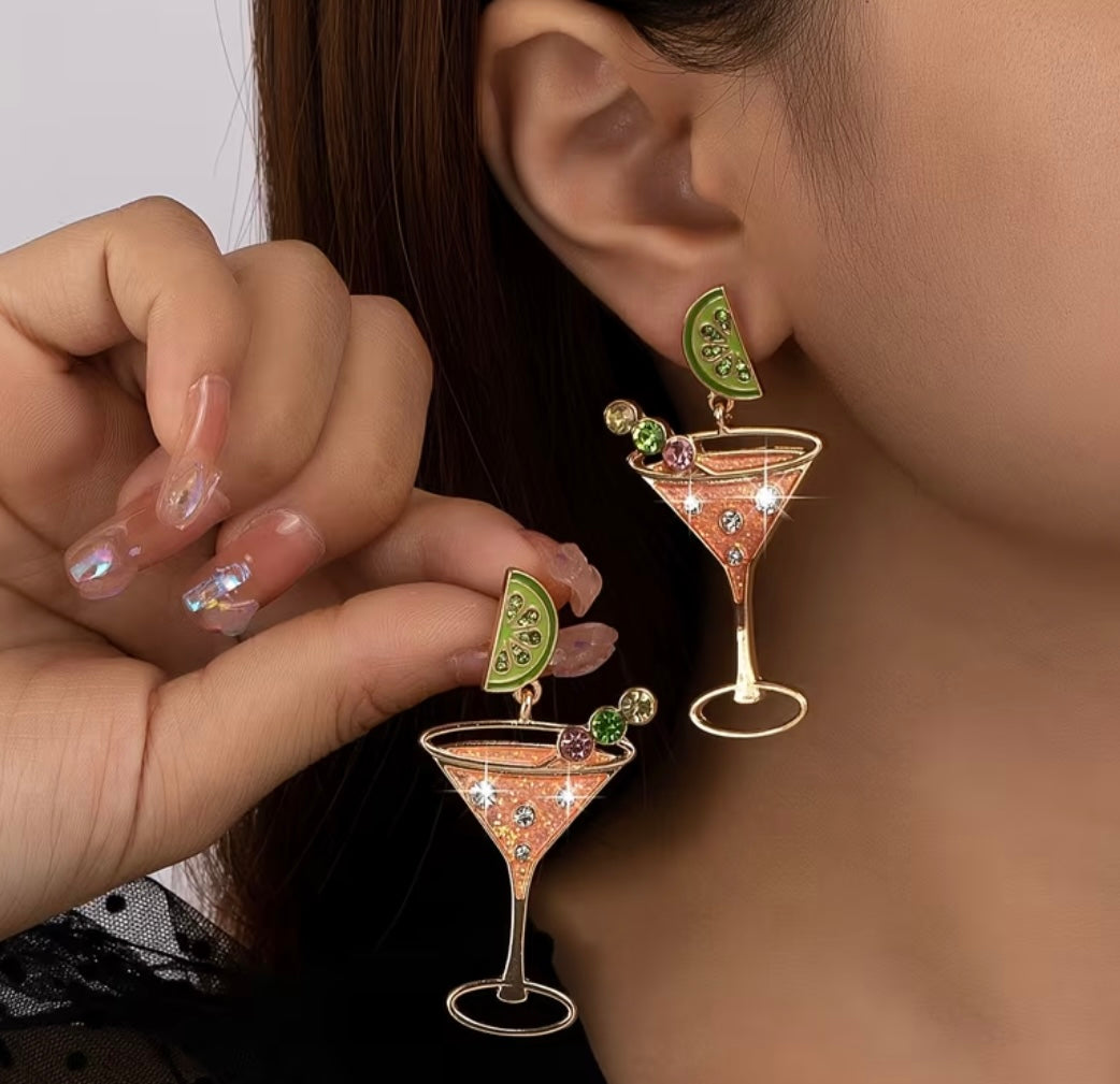 Cocktail Glass Drop Earrings