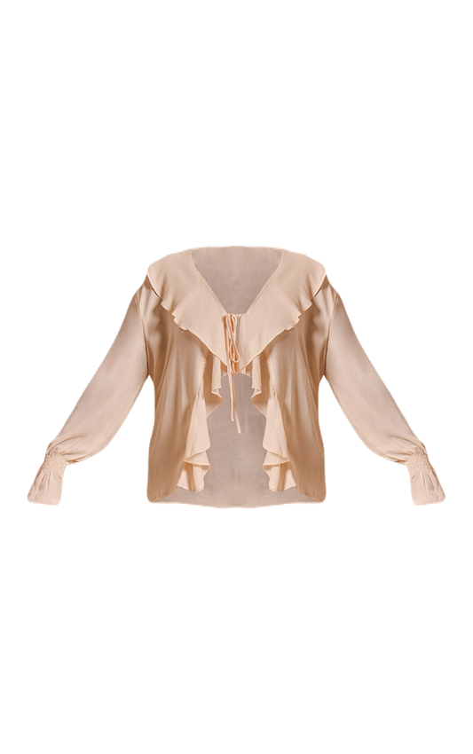 Cream Chiffon Ruffle Top