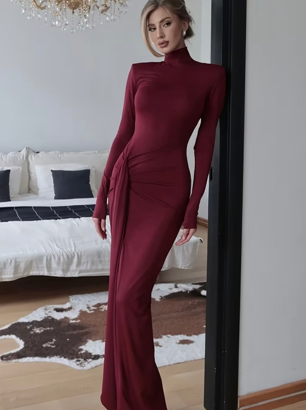 Crimson Twist Detail Maxi Dress