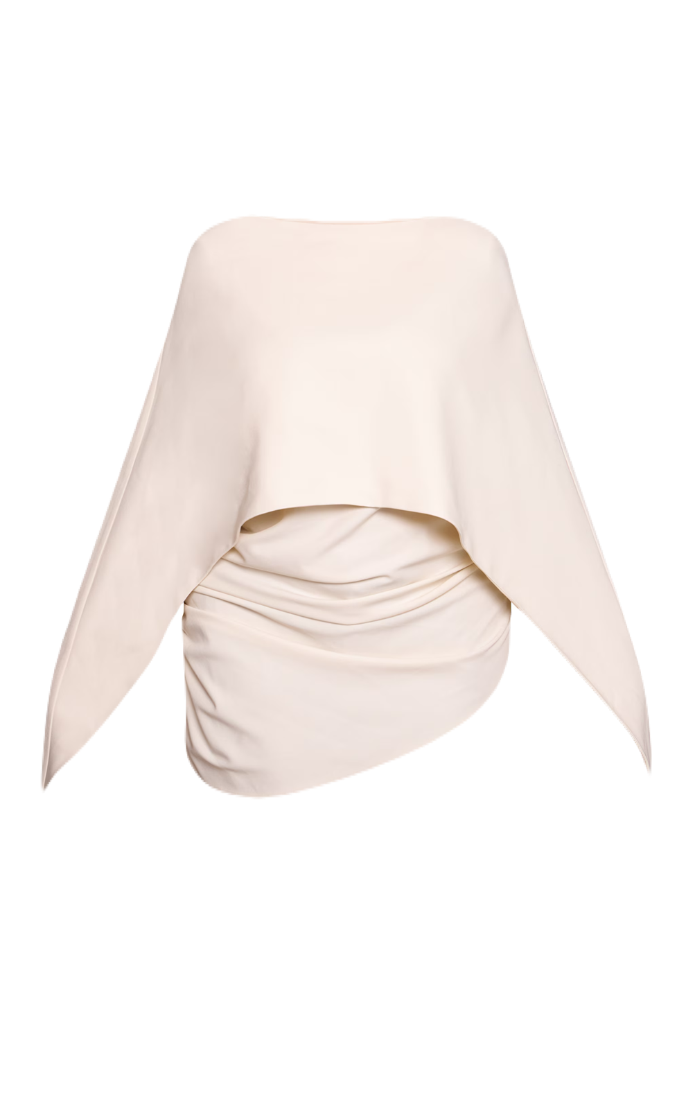 Ecru Cape Detail Ruched Top