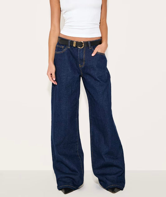 Indigo Low Rise Wide Jeans