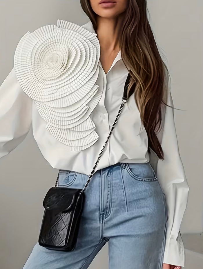 Ivory Structured Floral Shirt