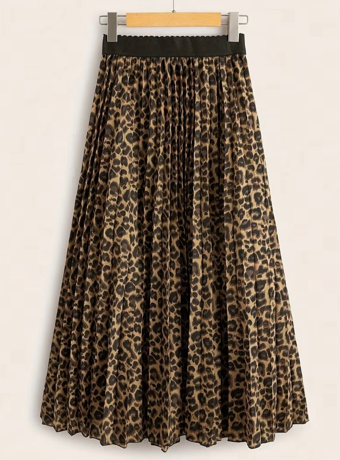 Leopard Pleated Maxi Skirt