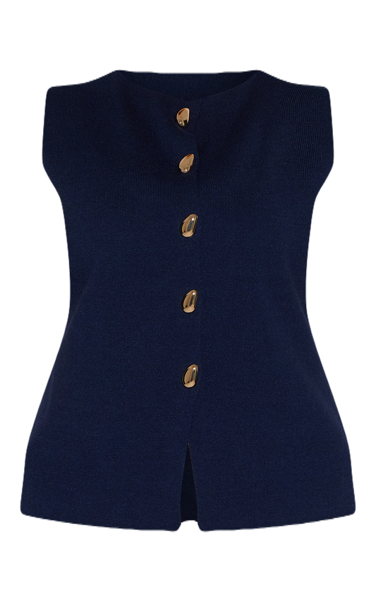 Navy Knit Waistcoat