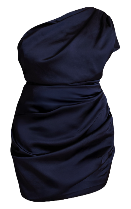 Navy Structured Satin Dress