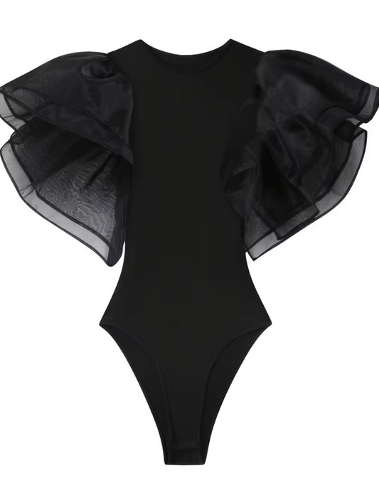 Noir Organza Sleeve Bodysuit