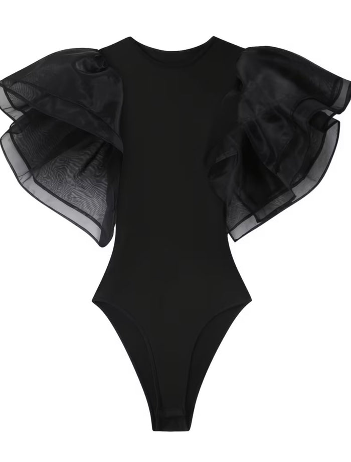 Noir Organza Sleeve Bodysuit