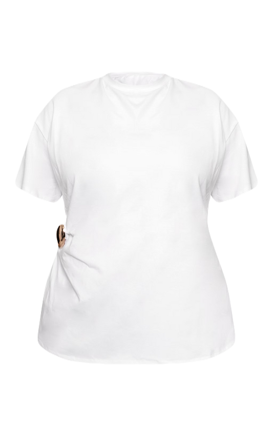 White Gold Detail Asymmetric T-shirt