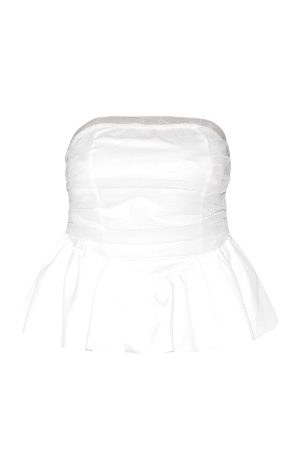 White Mesh Peplum Top