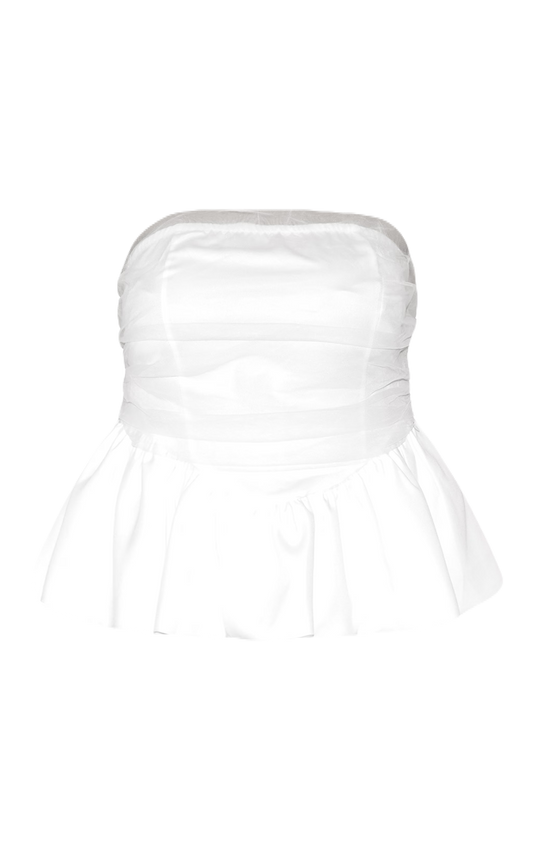 White Mesh Peplum Top