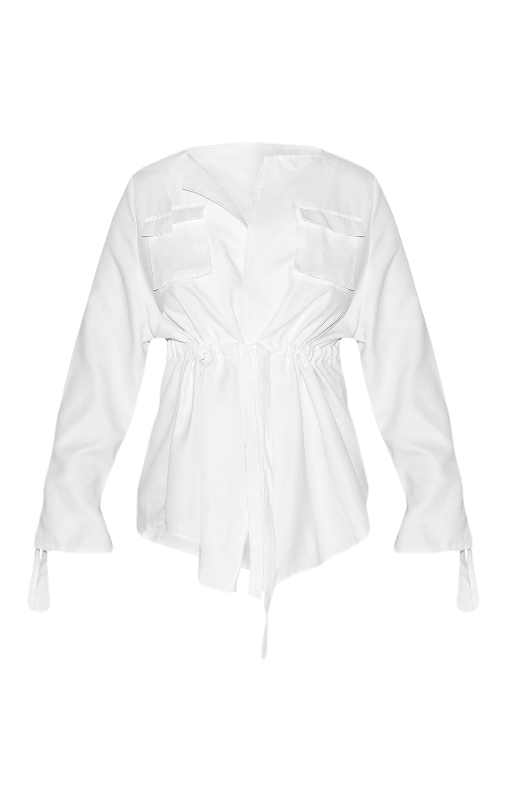 White Ruched Waist Shirt
