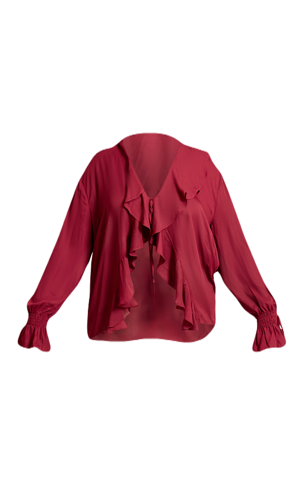 Wine Chiffon Ruffle Top